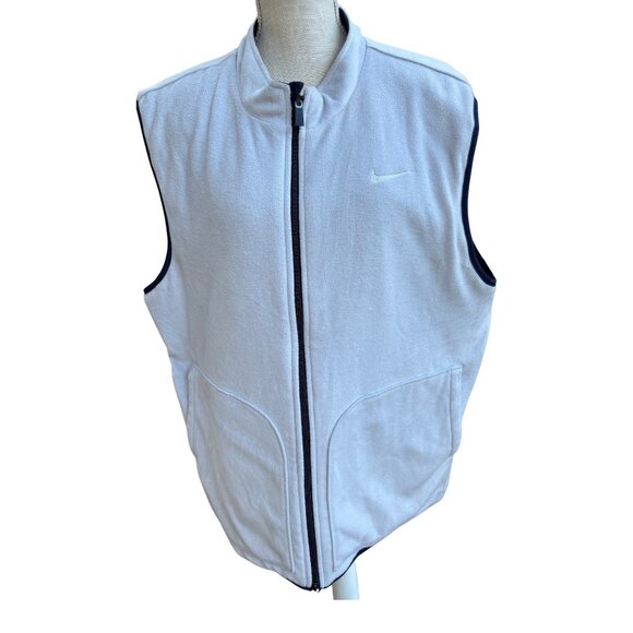 Nike Men’s Reversible Quilted Vest XL Navy Blue & White Fleece - Picture 2 of 11